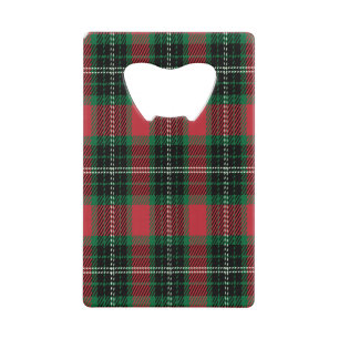 Groene & Rode Tartan Creditcard Flesopener Creditkaart Flessenopener