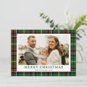 Groene Rode Tartan Plaid Foto Kerst Feestdagenkaart (Staand voorkant)