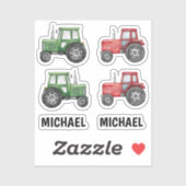 Groene Rode Tractor Boerderij Waterverf Gepersonal Sticker (Vel)