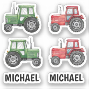 Groene Rode Tractor Boerderij Waterverf Gepersonal Sticker