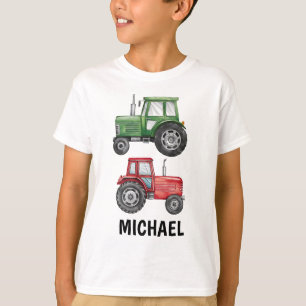 Groene Rode Tractor Boerderij Waterverf Gepersonal T-shirt