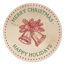 Groene Rode Vintage Jingle Bells Kerstlabels