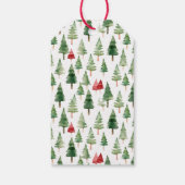Groene rode vrolijke kerstbomen cadeaulabel (Achterkant)