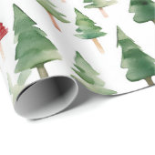 Groene rode vrolijke kerstbomen cadeaupapier (Rol Hoek)