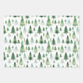 Groene rode vrolijke kerstbomen inpakpapier vel (Voorkant 3)
