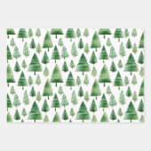 Groene rode vrolijke kerstbomen inpakpapier vel (Voorkant 2)