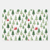 Groene rode vrolijke kerstbomen inpakpapier vel (Voorkant)