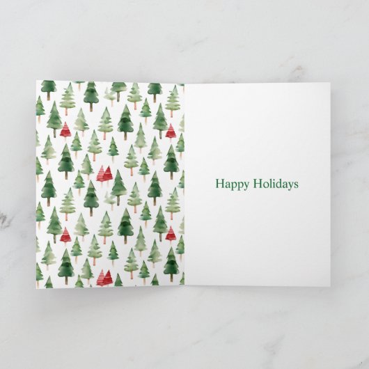 Groene rode vrolijke kerstbomen kaart (Binnen)