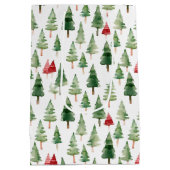 Groene rode vrolijke kerstbomen medium cadeauzakje (Achterkant)