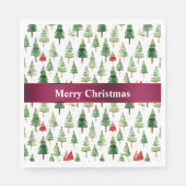 Groene rode vrolijke kerstbomen servet (Voorkant)