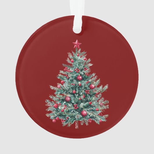 Groene Rode Vrolijke Kerstbomen Sneeuwman Ornament (achterkant)