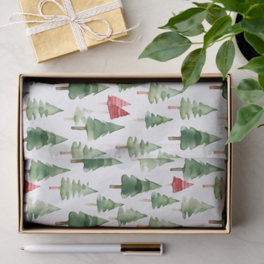 Groene rode vrolijke kerstbomen tissuepapier (Geschenk)