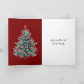 Groene rode vrolijke kerstboom kaart (Binnen)