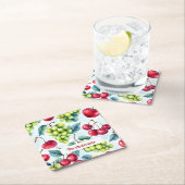 Groene rode vruchten Druiven Cherry Waterverf Kartonnen Onderzetters (Insitu)