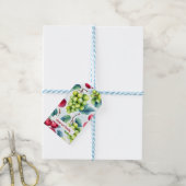 Groene rode vruchten patroon kersen druiven cadeaulabel (Met Touw)