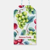 Groene rode vruchten patroon kersen druiven cadeaulabel (Achterkant)