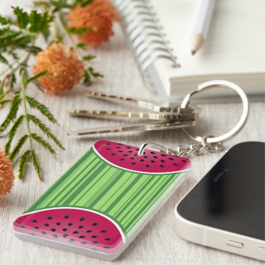 Groene Rode Watermeloen Design Sleutelhanger (Voorkant Rechts)