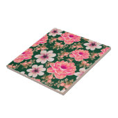 Groene Rode Waterverf Bloemen Tegeltje (Zijkant)