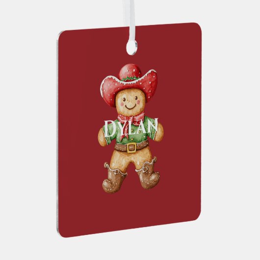 Groene Rode Westerne Cowboy Laarzen Kerst Metalen Ornament (Voorkant Rechts)