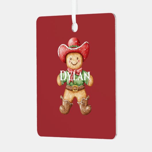 Groene Rode Westerne Cowboy Laarzen Kerst Metalen Ornament (Voorkant links)