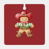 Groene Rode Westerne Cowboy Laarzen Kerst Metalen Ornament (Voorkant)