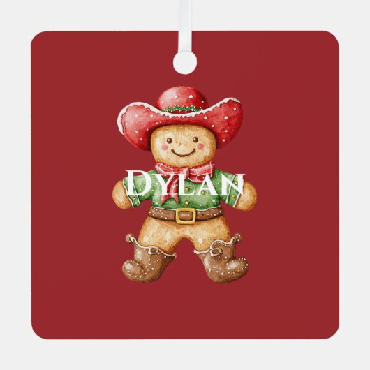 Groene Rode Westerne Cowboy Laarzen Kerst Metalen Ornament (Voorkant)