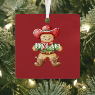 Groene Rode Westerne Cowboy Laarzen Kerst Metalen Ornament