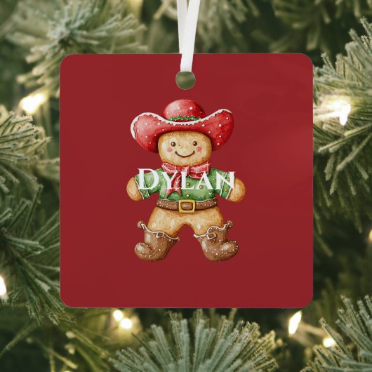 Groene Rode Westerne Cowboy Laarzen Kerst Metalen Ornament (Insitu)