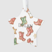 Groene Rode Westerne Cowboy Laarzen Kerst Ornament (voorkant)