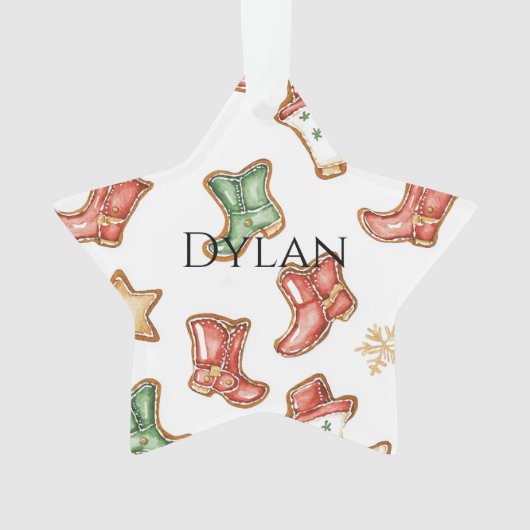 Groene Rode Westerne Cowboy Laarzen Kerst Ornament (voorkant)