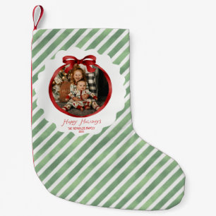 Groene Rode Whimsical Boog Frame Foto Kerstmis Kleine Kerstsok