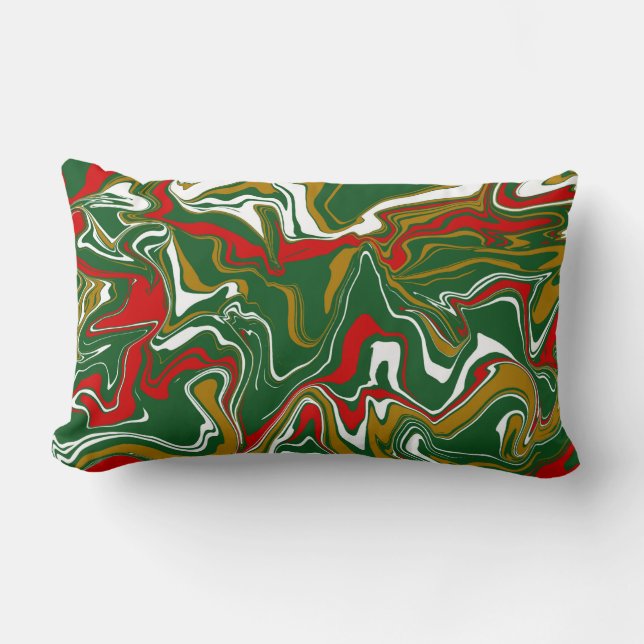 Groene, rode, witte en gouden kerstmarmer kussen (Voorkant)