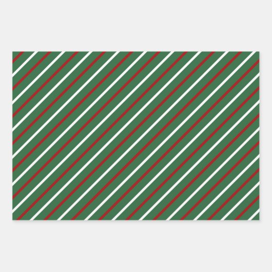 Groene rode witte kerststrepen inpakpapier vel (Voorkant)