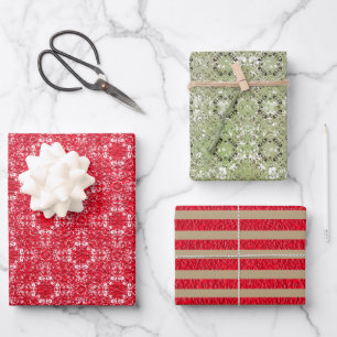 Groene, rode, zwarte en witte Vintage Inpakpapier Vel
