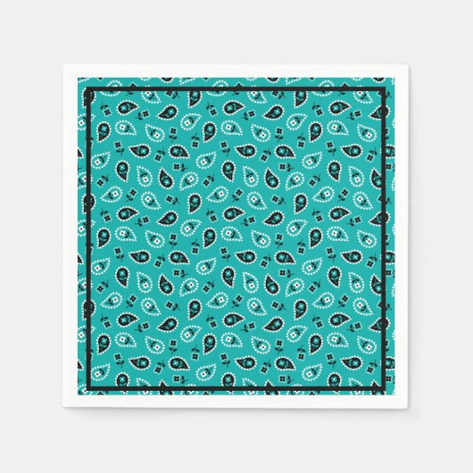 Groene Rodeo Bandana Print Verjaardagsfeestservett Servet (Voorkant)