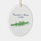 Groene roeirowers, team voor watersport keramisch ornament (Rechts)