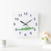 Groene roeirowers, team voor watersport vierkante klok (Huis)