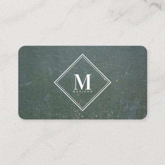 Groene Roest Metallic Textuur Monogram Initiaal Visitekaartje (Voorkant)