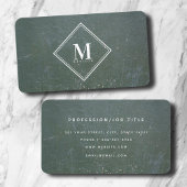 Groene Roest Metallic Textuur Monogram Initiaal Visitekaartje