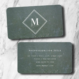 Groene Roest Metallic Textuur Monogram Initiaal Visitekaartje