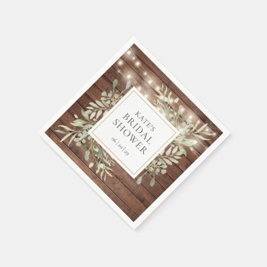 Groene Roestieke Houten Slingerlichtjes Bruidsdouc Servet (Hoek)