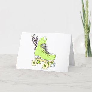Groene Roller Schaats Fairy Verjaardag Wenskaart Bedankkaart