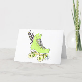 Groene Roller Schaats Fairy Verjaardag Wenskaart Bedankkaart
