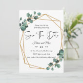 Groene romantische foto save the date uitnodiging (Staand voorkant)