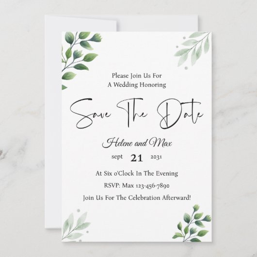 Groene romantische foto Save The Date uitnodiging (Voorkant)