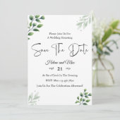 Groene romantische foto Save The Date uitnodiging (Staand voorkant)