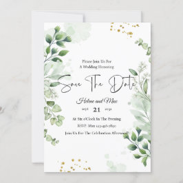 Groene romantische foto Save The Date uitnodiging