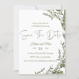 Groene romantische foto save the date uitnodiging