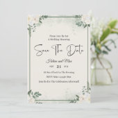 Groene romantische foto save the date uitnodiging (Staand voorkant)