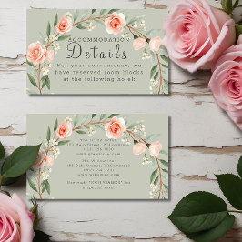 Groene, romantische roos krans informatiekaartje